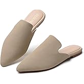 Tilocow Mules for Woman Comfortable Pointed Toe Backless Loafers Flat Mule Business Casual Shoes Slides Slip on