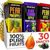 30 Fruit Leather Jerky Strips Variety Pack, 0.49 oz Each - Healthy Snacks | Pear-Pineapple, Blackcurrant-Apple, Pear-Apple &mdash; Kids and Adults Vegan Low-Carb Dried Fruit Snacks &mdash; Sugar Free Jerky Bars