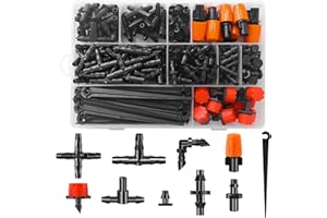 WZFLRUA 240-Piece Drip Irrigation Fittings Kit for 1/4" Tubing, Complete Set of Drip Barbed Connectors (Nozzle, Micro Dripper