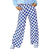 IYOWEL Womens Checkered Pants Y2K Pajama Pants Elastic Waist Wide Leg Lounge Pants Comfy Pj Bottoms with Pockets Loungewear