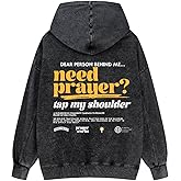 Guiding Cross Graphic Hoodies for Men Women Unisex Washed Hoodie Oversized Sweatshirt Prayer Works