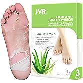 JVR Foot Peel Mask 3 Pairs - Cracked Heels & Dead Dry Skin, for Smooth & Soft Feet, Aloe Vera