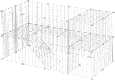 SONGMICS 2-Floor Pet Playpen 36 Panels 143x73x71 cm White LPI02W