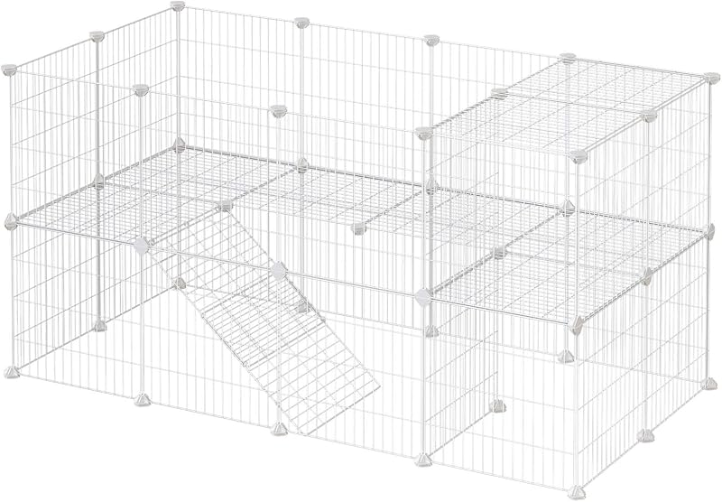 SONGMICS 2-Floor Pet Playpen 36 Panels 143x73x71 cm White LPI02W