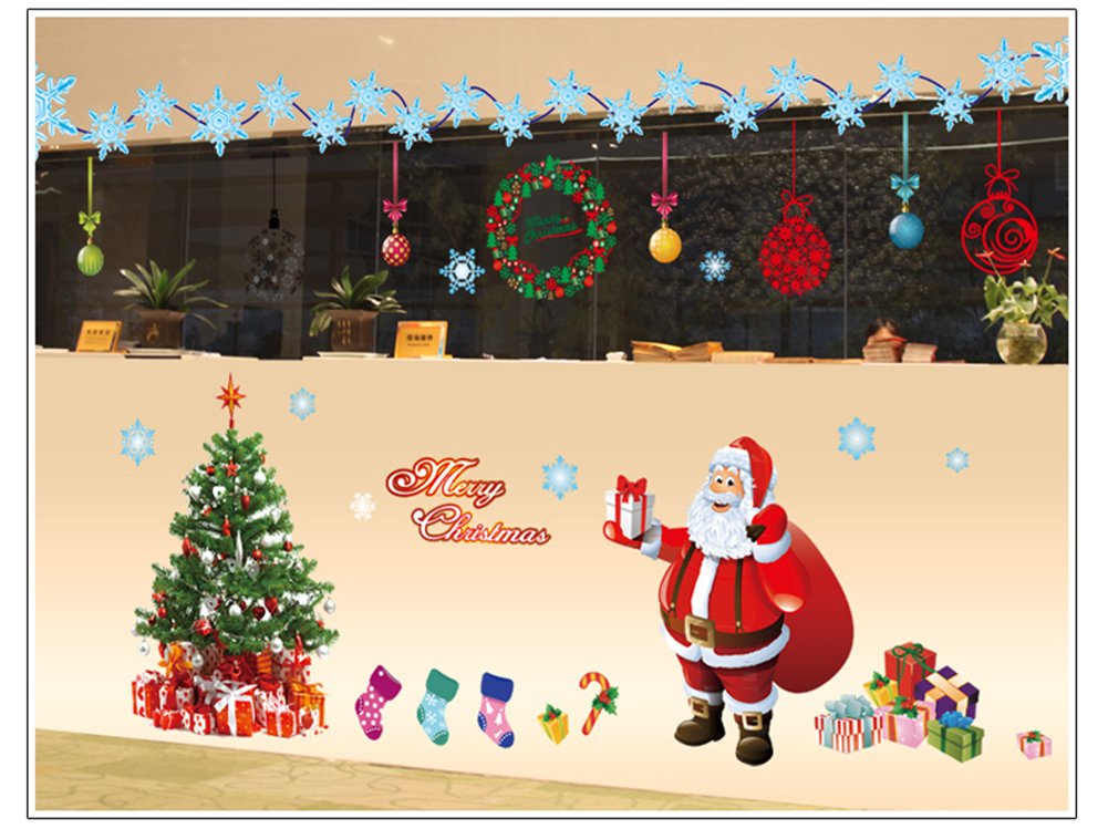 IBEILLI Wall Sticker 4 Pack Wallpaper Removable Big Window Glasses Clings Decal for Christmas New Year(4 Pack)
