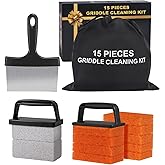 Griddle Cleaning Kit for Blackstone,Griddle Accessories Cleaner Tool Set | 15 in 1 Flat Top Grill Cleaning Kit With Storage Bag,Griddle Scraper,Bricks and Brush, For Revome Rust &amp; Daily Clean