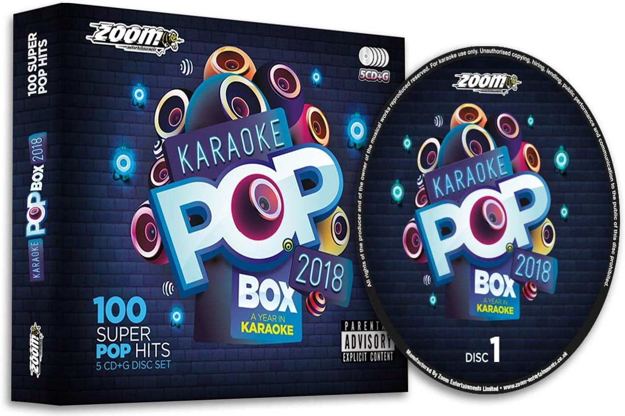 Zoom Karaoke Pop Box 2018: A Year In Karaoke - Party Pack - 5 CD+G Box Set - 100 Songs