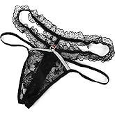 HAVBX Mens Lace Frilly Sissy Panties Pouch Thong, Feminine G string Underwear For Men Sexy Lingerie