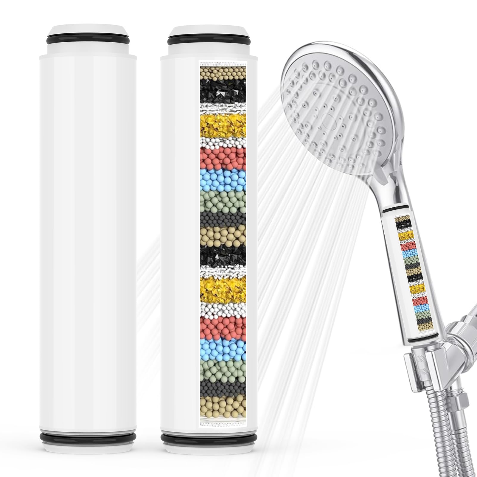 Photo 1 of 2 Pack Shower Head Filter, Compatible with FEELSO Shower Head Filter System for Hard Water, Remove Chlorine, Reduces Dry Itchy Skin, Clean and Softener Water