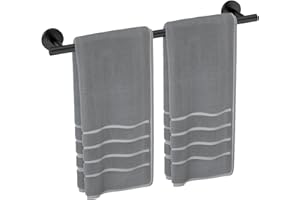 Luxbaro Matte Black Towel Bar 24 Inch, Thicken Towel Rack for Bathroom Wall, SUS304 Stainless Steel Towel Rod, Modern Home Decor (Total Length 26-Inch)