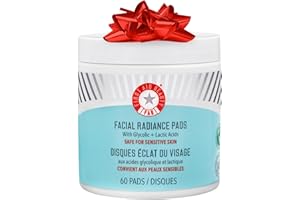 First Aid Beauty - Facial Radiance Pads with Glycolic & Lactic Acids, Daily Exfoliating Pads with AHA, Visibly Smaller Pores, Help Tone & Brighten Skin, One-Step Makeup Prep, Compostable, 60