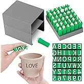 Meetory 2 PCS Alphabet Stamps for Clay Pottery, Letter Stamps, Clay Letter Stamps, Capital Letters and Number, Lowercase and Alphabet Symbols Small Press Fondant Embosser DIY Cookie Stamps
