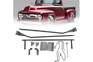 ECOTRIC Hood Tilt Flip Kit Compatible with 1953-1956 Ford F-100 Truck Stainless Combo Conversion Kit