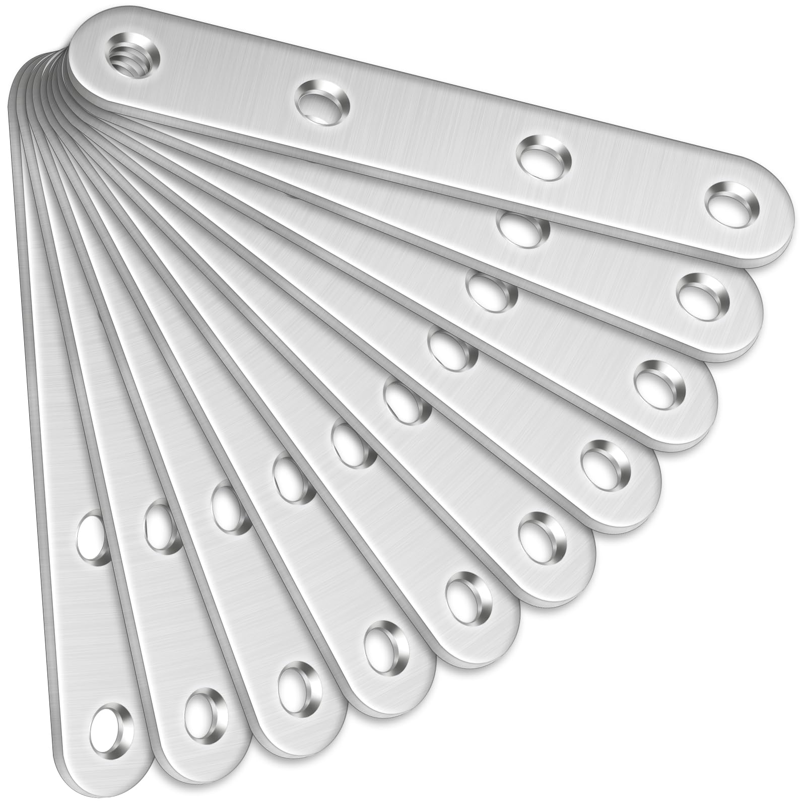 10 Pcs Straight Brackets (100 x 16 x 2mm), Bolatus Stainless Steel Mending Plates Connecting Plates Flat Straight Brace Brackets with Holes Metal Joining Plates for Wood