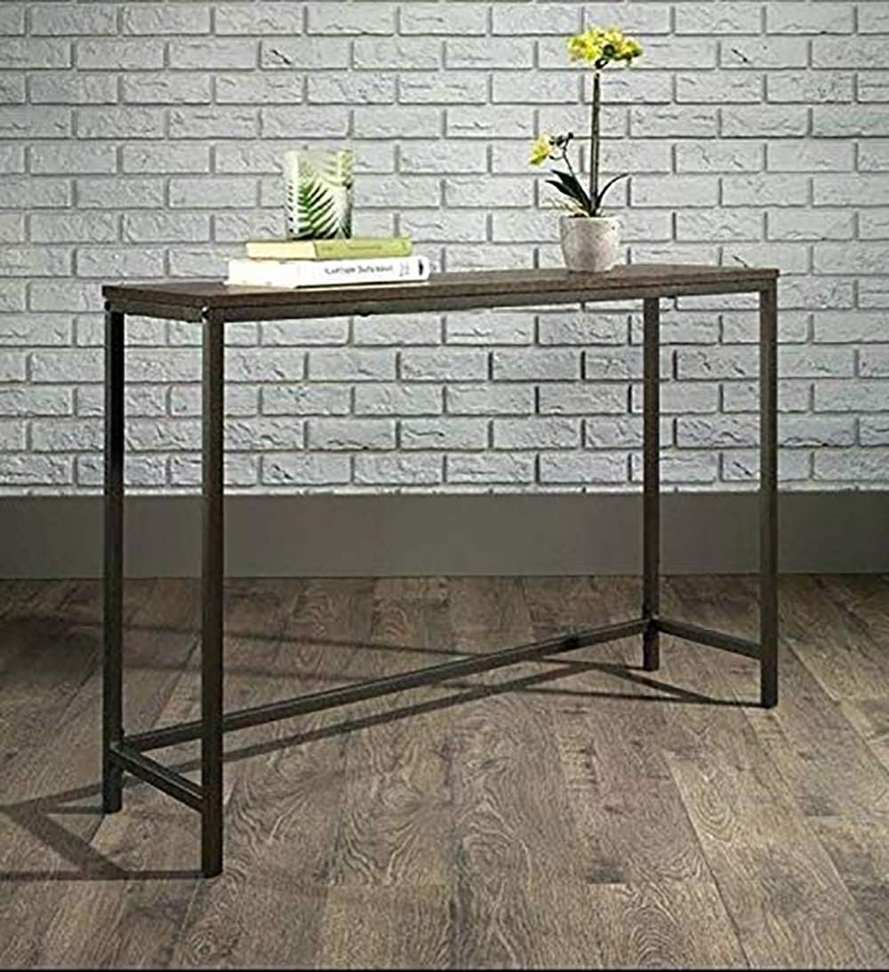 Homey Essense Metal & Wooden Narrow Console Table for Home (Black)