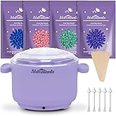 Waxing Kit -Silicone Wax Warmer for Hair Removal with 4 Packs of Hard Wax Beads, Portable Electric Silicone Wax Machine for Full Body Face Eyebrows Bikini Brazilian at Home Waxing Kit for Men Women
