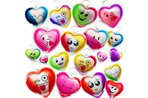 Roaqua 30 packs Bulk heart expression Mini Pop Fidget Key Chain， Boys and Girls Kids Birthday Valentine Party Favors Classroom Student Gifts