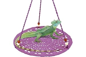 Oooct Reptile Hammock Swing Hanging Bed, Cute Lizard Swing Toy, Cotton Lizard Bed, Reptile Summer Bed for Bearded Dragon Leopard Gecko Lizard Birds Parrots (Purple)