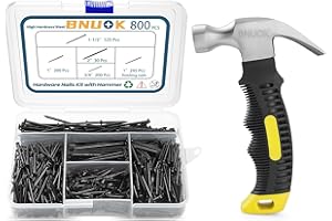 BNUOK Hardware Nails Assortment Kit and 8oz Small Hammer, 800 PCS Black Nails for Hanging Pictures,Hammer and Nail Set, Small Hammers for Picture Hanging