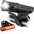 Ascher Ultra Bright USB Rechargeable Bike Light Set, Powerful Bicycle Front Headlight and Back Taillight, 4 Light Modes, Easy
