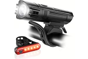 Ascher Ultra Bright USB Rechargeable Bike Light Set, Powerful Bicycle Front Headlight and Back Taillight, 4 Light Modes, Easy to Install for Men Women Kids Road Mountain Cycling