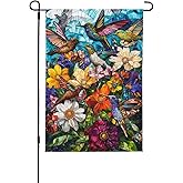 Hummingbird Garden Flag Small Flag Vertical Double Sided Outdoor Yard Flags 12.5x18 Inch for Decorative House Lawn