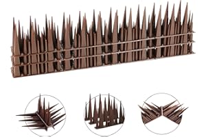 KOKMEYA Bird Spikes 1.2m Four Stage Tall Bird Spikes Deterrent, Plastic Anti Bird Spikes for Outside to Keep Birds Away Pigeon Spikes Bird Nest Preventer for Roof, Sill, Patio (Brown)