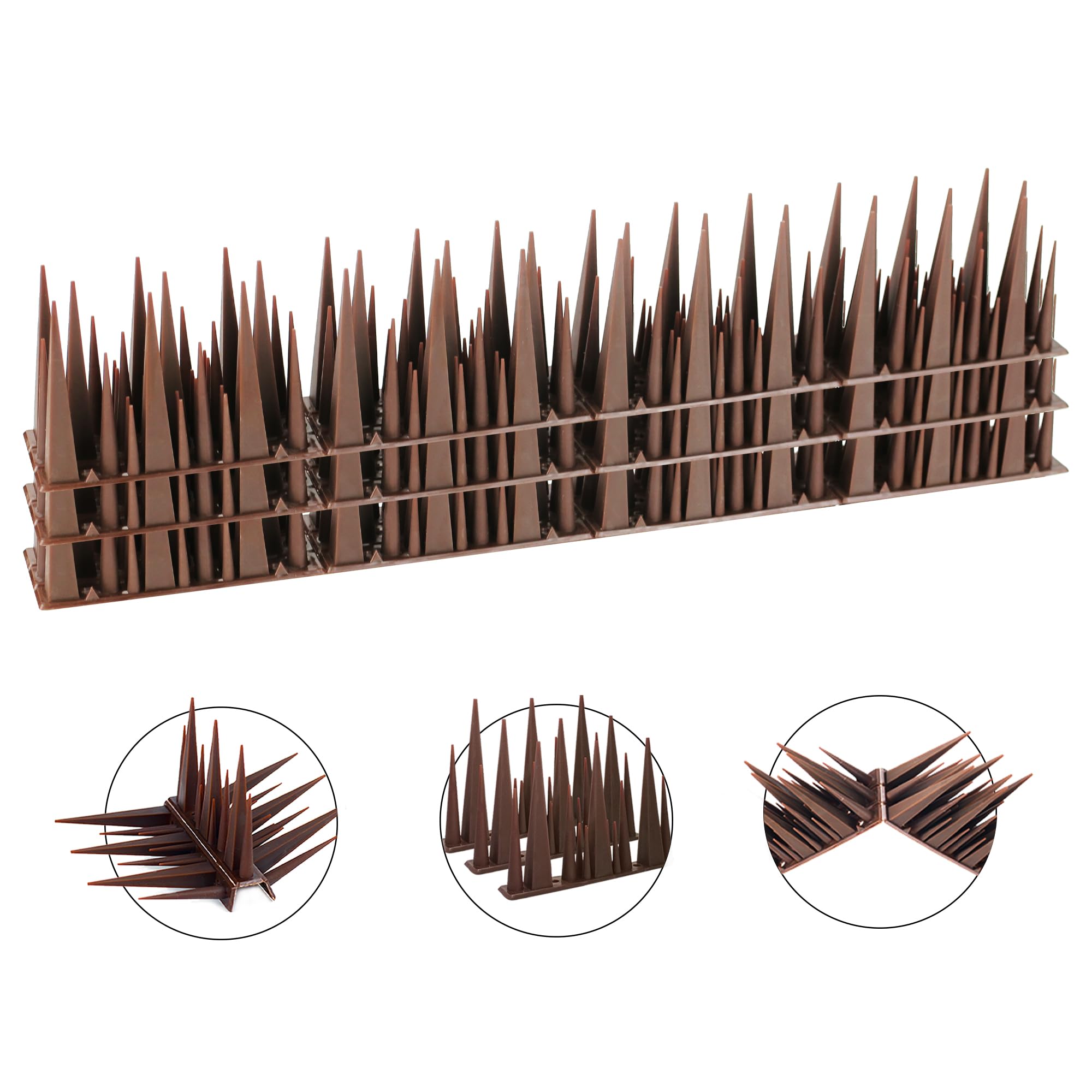 Photo 1 of (see all images) KOKMEYA Bird Spikes 1.2m Four Stage Tall Bird Spikes Deterrent Spikes Bird Nest Preventer for Roof, Sill, Patio (Brown)
