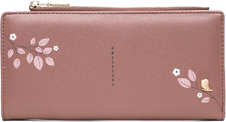 Amazon レディース財布 長財布 財布 小銭入れ マネークリップ かわいい リーフ柄 女性 超薄型 ジッパー 大容量 お札入れ 写真入れ カード入れ 耐摩耗性 お祝い お誕生日 贈り物 革財布 6色 財布