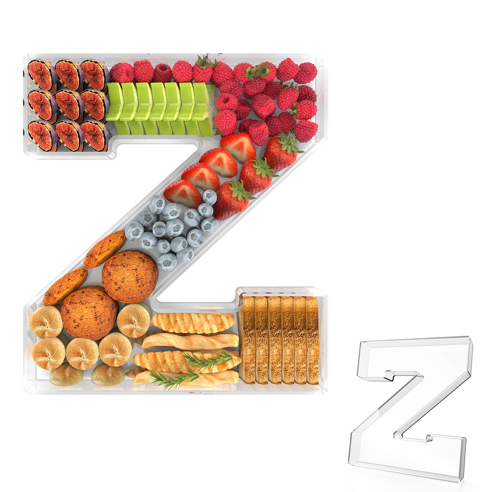 Photo 1 of 11" Acrylic Letter Charcuterie Tray, Charcuterie Letters Fillable Box for Food, Reusable Serving Cake Candy Dish Display Tray for Birthday Anniversary Party Decoration (Letter Z)