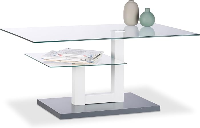 Relaxdays Gris Basse En Verre Rectangulaire Plateau Vitré Petite Surface Table De Salon Originale Hlp 45x100x60cm 45 X 100 X 60 Cm