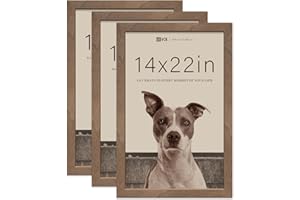 VCK 14x22 Poster Frame 3 Pack - Brown Walnut, Natural Textured Solid Wood Picture Frame, Wall Gallery Frame