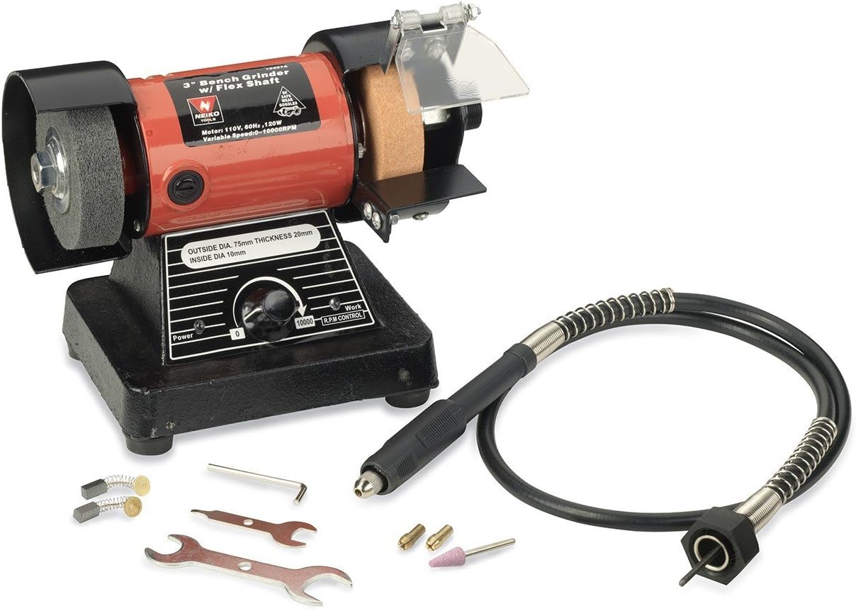 Neiko 10207A 3Inch Mini Bench Grinder and Polisher with Flexible Shaft