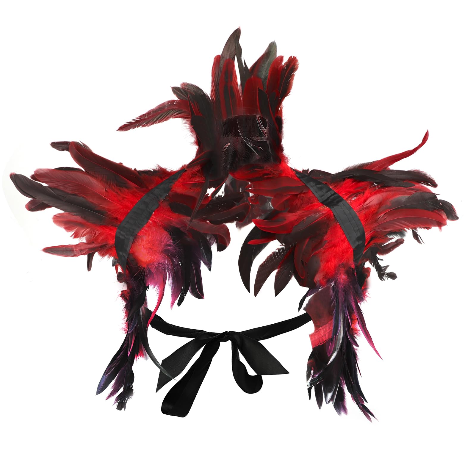 Gothic Punk Faux Feather Shrug Shawl Shoulder Wrap Cape with Collar Halloween Christmas Carnival Costume Shrug for Men and Women Cosplay Party Scarf Stage Performance Decoration Evening Dress