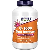 NOW Foods Supplements, C-1000 & Zinc Immune, Seasonal Support Formula*, Antioxidant Protection*, 180 Veg Capsules
