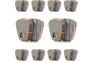 PANBEAR 6001 Filter Cartridges for Respirator - Gas Organic Vapor Chemical Cartridge Filter Compatible with 6200,6800,7502,Respirator (10 Pack 6001 Filter Cartridges)