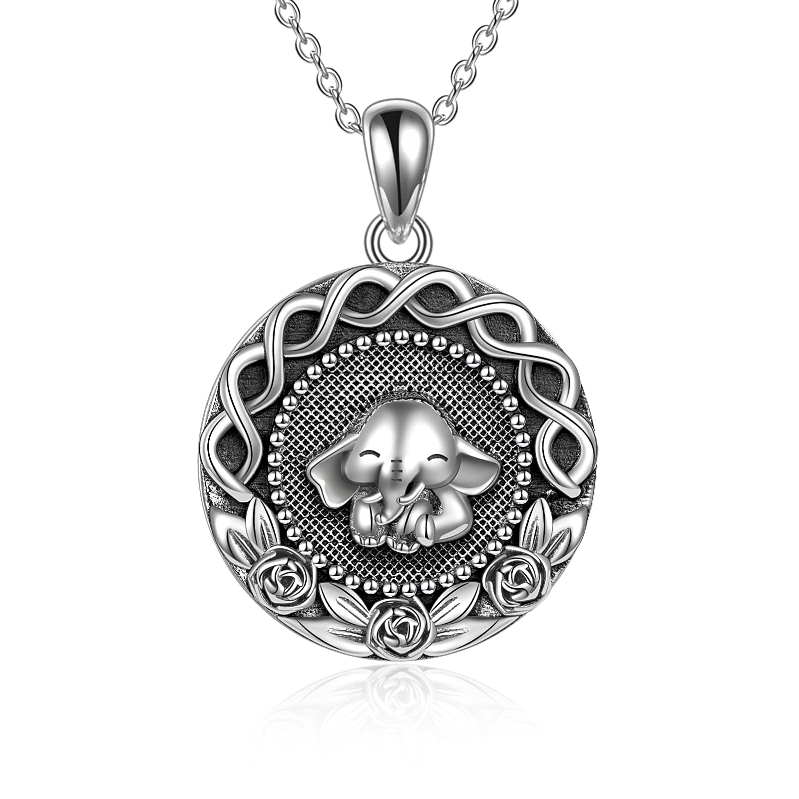 ONEFINITY Elephant Necklace 925 Sterling Silver Lucky Elephant Pendant Necklace Family Design Jewellery Gifts for Daughter Women