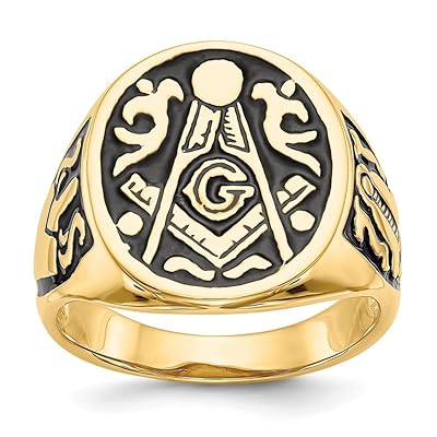 14k Yellow Gold Masonic Freemason Band Ring Size Jamaica Ubuy