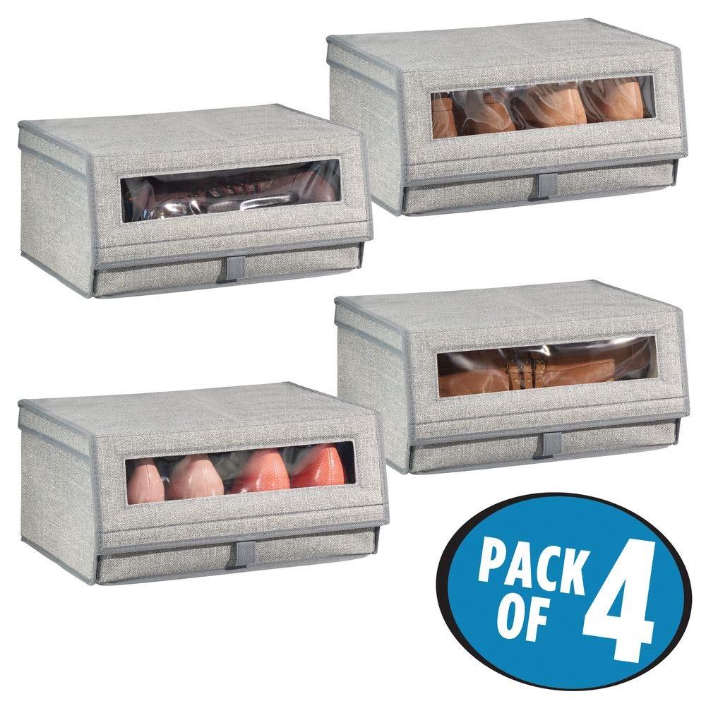 stapelbare Schuhbox mit Sichtfenster Klettverschluss und Klappdeckel