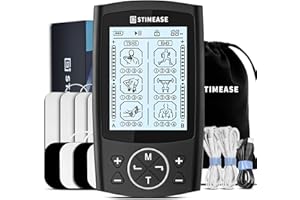Stimease Tens Unit Muscle Stimulator, Dual Channel TENS EMS Machine, 24 Modes Muscle Massager with Upgraded Electrode Pads for Pain Relief Therapy, Electronic Back Massage, Drawstring Storage Bag