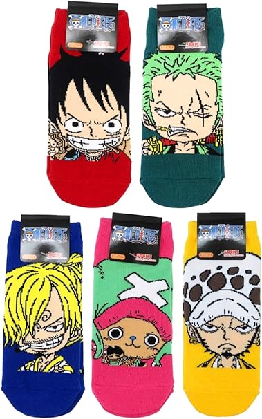 Amazon Co Jp ワンピース レディースソックス ５柄セット ルフィ太郎 レッド ゾロ十郎 グリーン サン五郎 ブルー チョパえもん ピンク ロー ワノ国 イエロー おもちゃ