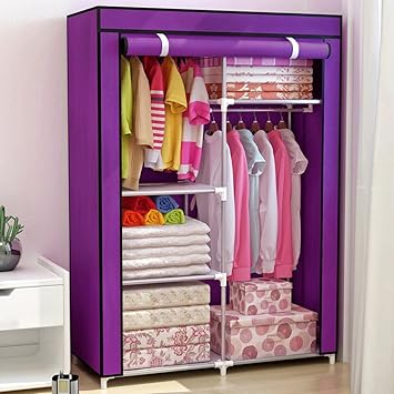 Wardrobe Qff Steel Frame Folding Assembly Cloth Steel Pipe