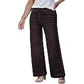 Eytino Womens Plus Size Jeans Straight Leg High Waisted Stretchy Denim Pull On Pants with Pockets,1X Black