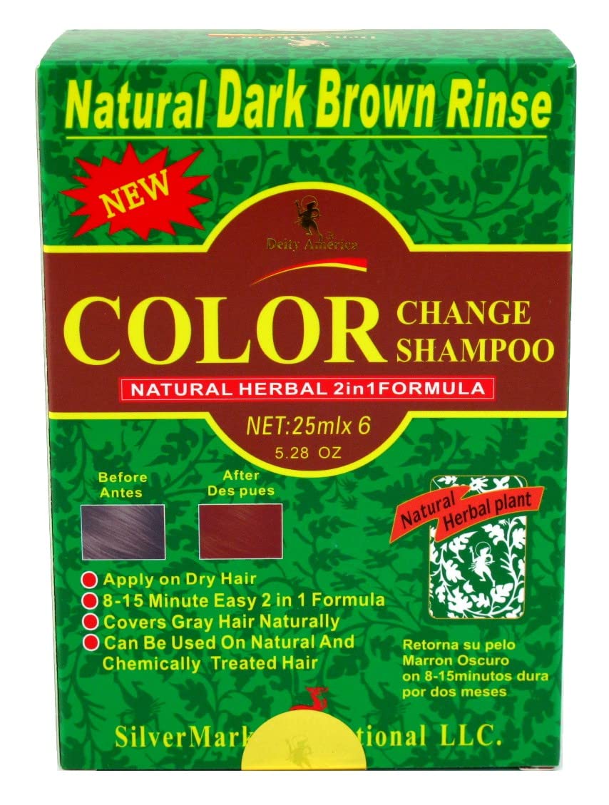Photo 1 of Deity America Natural Herbal 2in1 Formula Color Change Shampoo, Dark Brown Rinse 6 ea