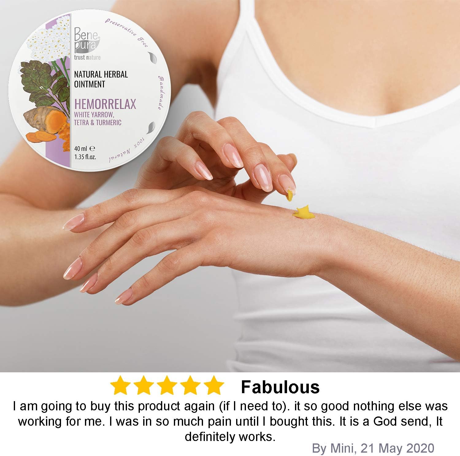 BenePura Hemorrelax Hemorrhoids Ointment, Natural Ointment for Burning Itching and Discomfort with White Yarrow - Image 5