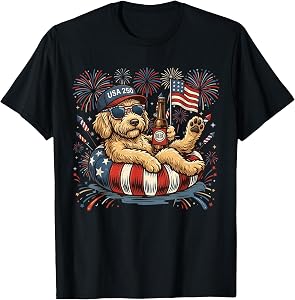 Goldendoodle Patriotic Golden Doodle 4th of July 250 Years T-Shirt