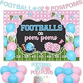 kreat4joy Football Gender Reveal Decorations, Football Or Pom Poms Gender Reveal Decorations Backdrop Banner Cake Topper, Pink Blue Football Pink Bow Foil Balloons Boy Girl Gender Reveal Baby Shower