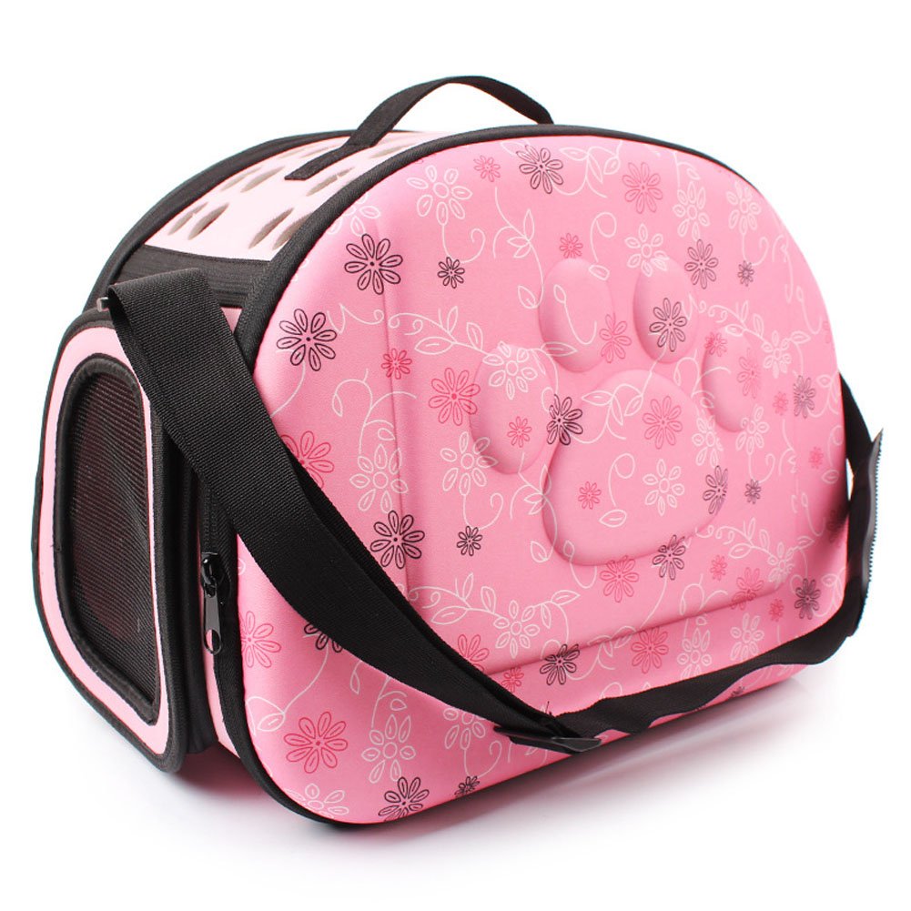 Yimidear Breathable Folding Outdoor Pet bag for Dog Cat Comfort Travel Medium Size Pet Carrier (Pink)