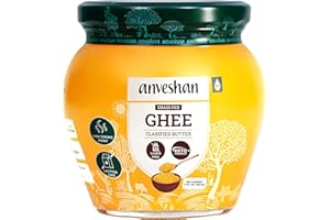 ANVESHAN EMPOWERING FARMERS WITH TECHNOLOGY Anveshan Cow Ghee | Traditionally Bilona-Churned |Gut friendly |Keto friendly |High smoke point | Sustainably sourced | Casein free| Clarified Butter | 16.8 Fl. Oz (500mL)