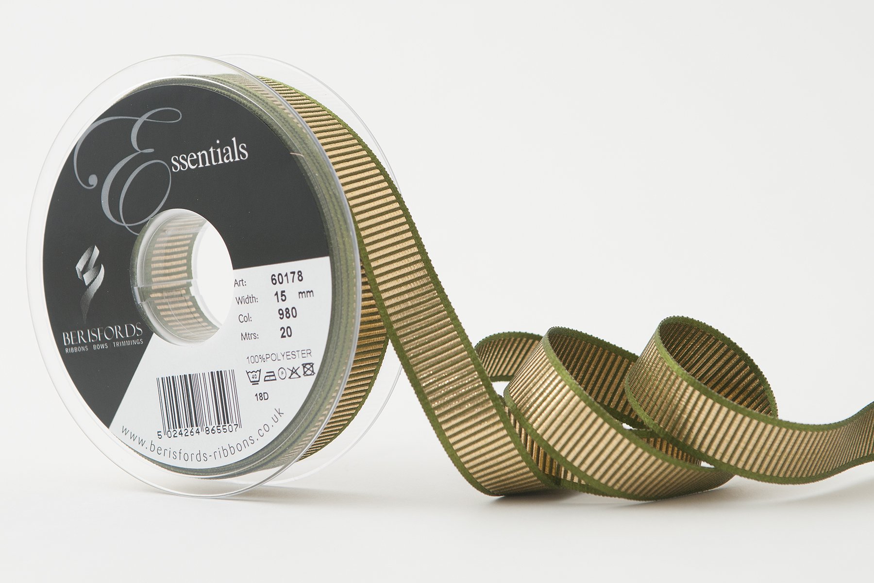 Berisfords Shine Ribbon, Cypress, 15 mm